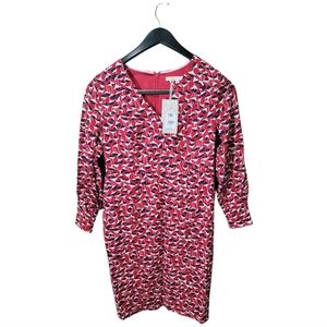 Boden Women's Hanna Poinsettia Crocus Dress Size 8 Petite Red Lined